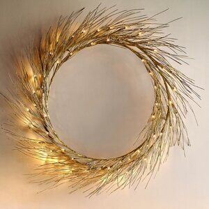 Restoration Hardware Starlit Wreath 18" gold warm white LED lights NEW